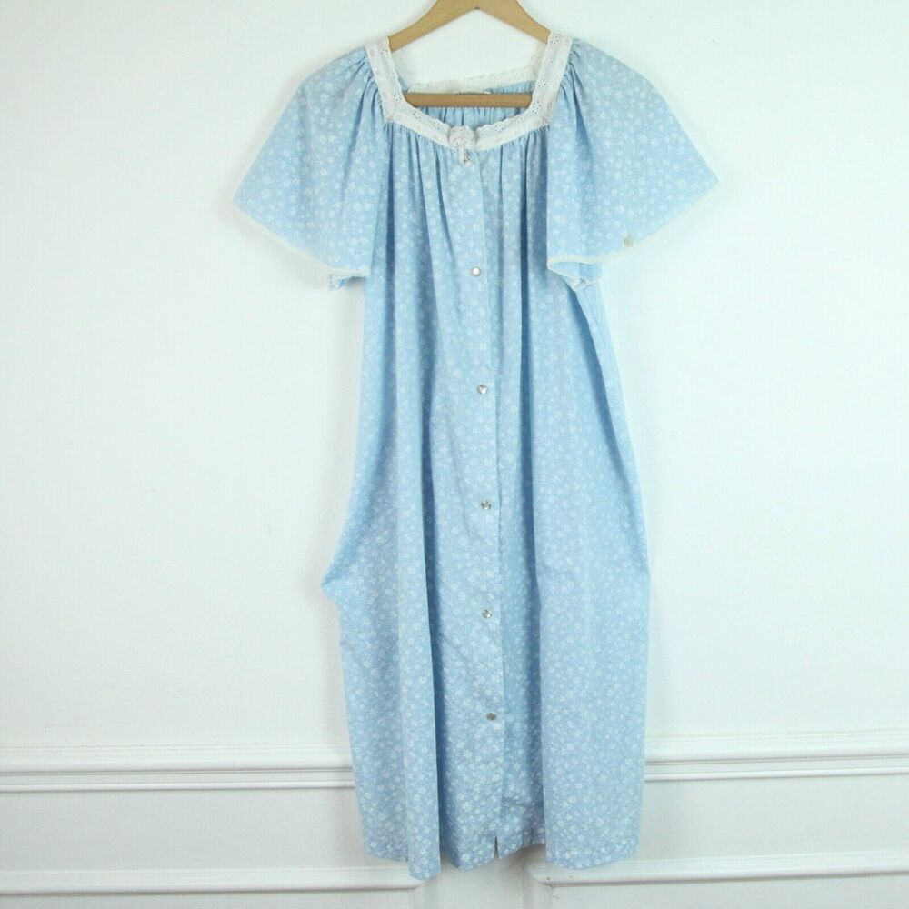Vintage Medium Housedress Milkmaid Grannycore Cottagecore Dainty Feminine Lace